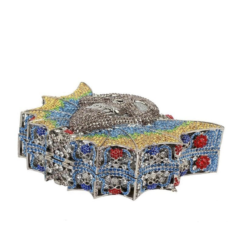 Luxury Bling Crystal Clutch Purse And Handbag For Woman Prom Dinner Dress Diamond Clutches Ladies Rhinestone Skull Evening Bag