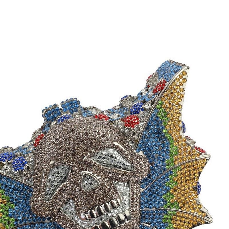 Luxury Bling Crystal Clutch Purse And Handbag For Woman Prom Dinner Dress Diamond Clutches Ladies Rhinestone Skull Evening Bag
