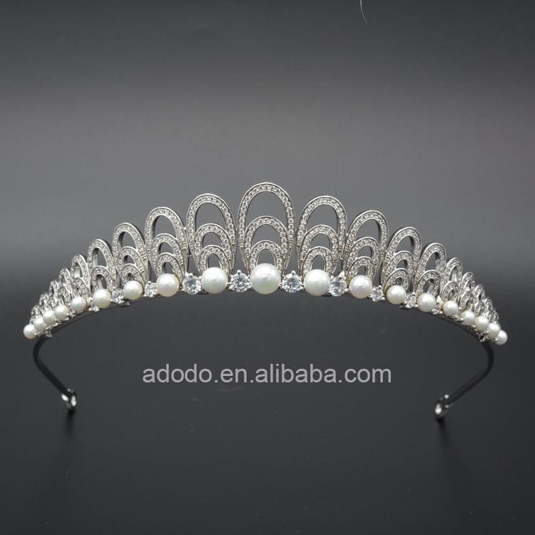 luxury bling cubic zirconia pearl tiaras and crowns for wedding bridal hair accessories