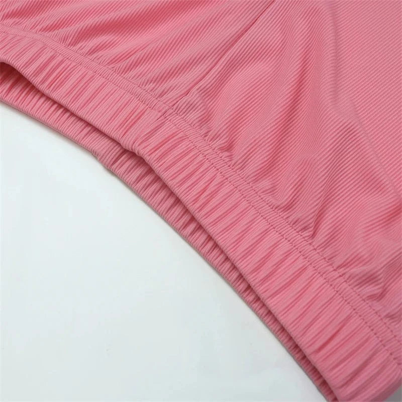 luxury casual rib knit loungewear women 2pc one sets women knitted square collar 2 piece short sleeve t shirt and long pants set