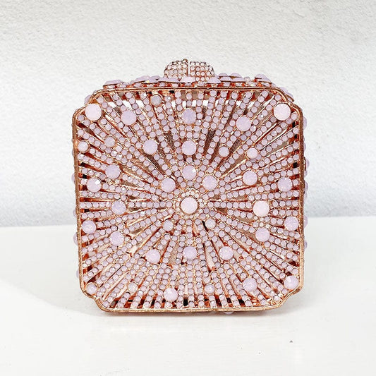 Luxury Crystal Metal Wedding Diamond Rhinestone Handmade Metal Gift Handbags Purse Bags Box Ladies Clutch Evening for Women