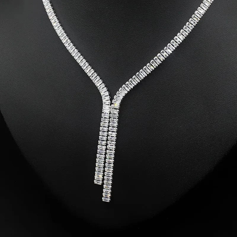 Luxury Delicate Copper Zircon Jewelry Set Pendant Necklace Stud Earring Women Fashion Bridal Engagement Wedding Jewelry Set