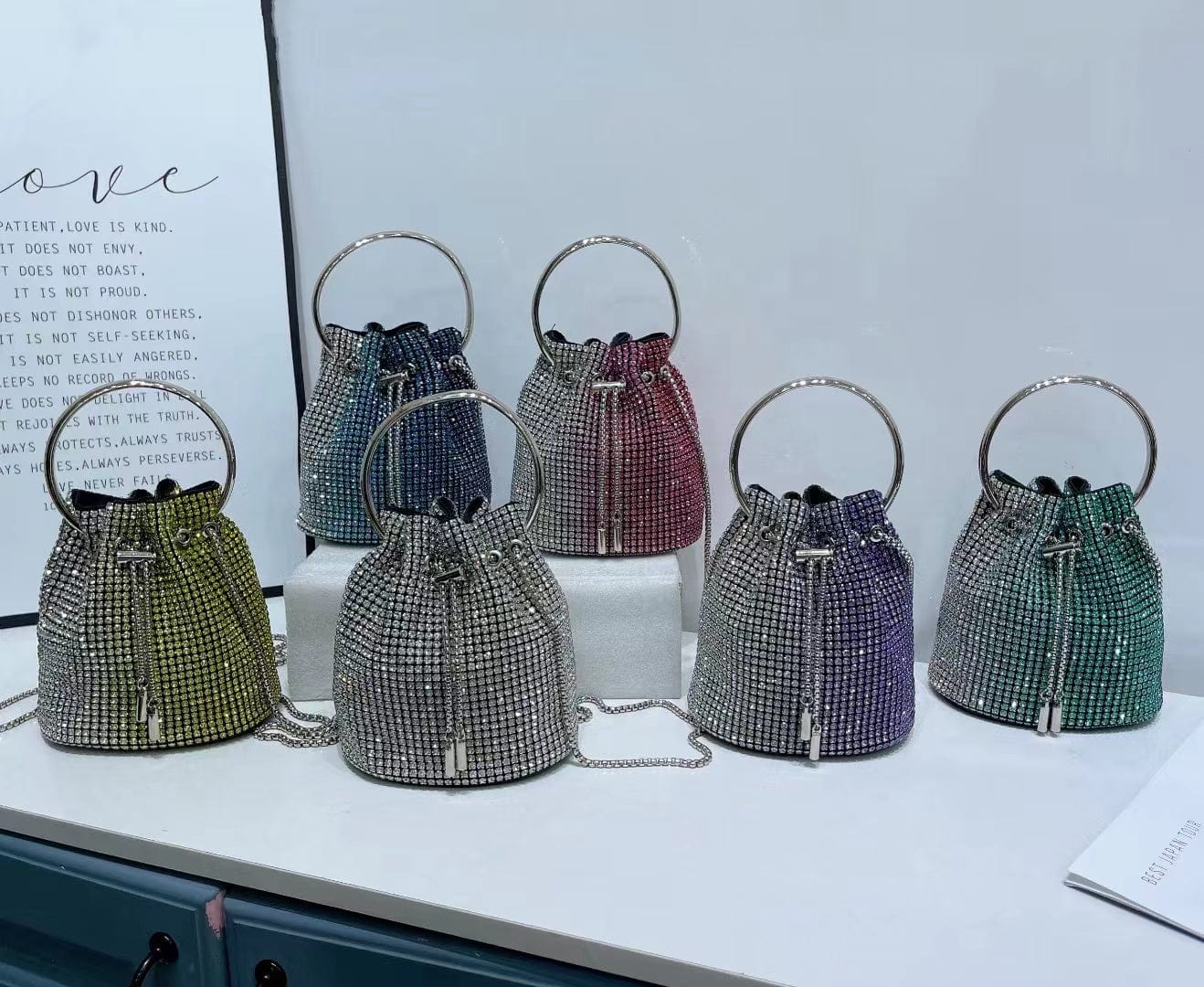 Luxury Designer Handbag Vintage Metal Handmade Rhinestone Bucket Bag Crystal Shiny Rhinestones Diamond Evening Bag Clutch Bag