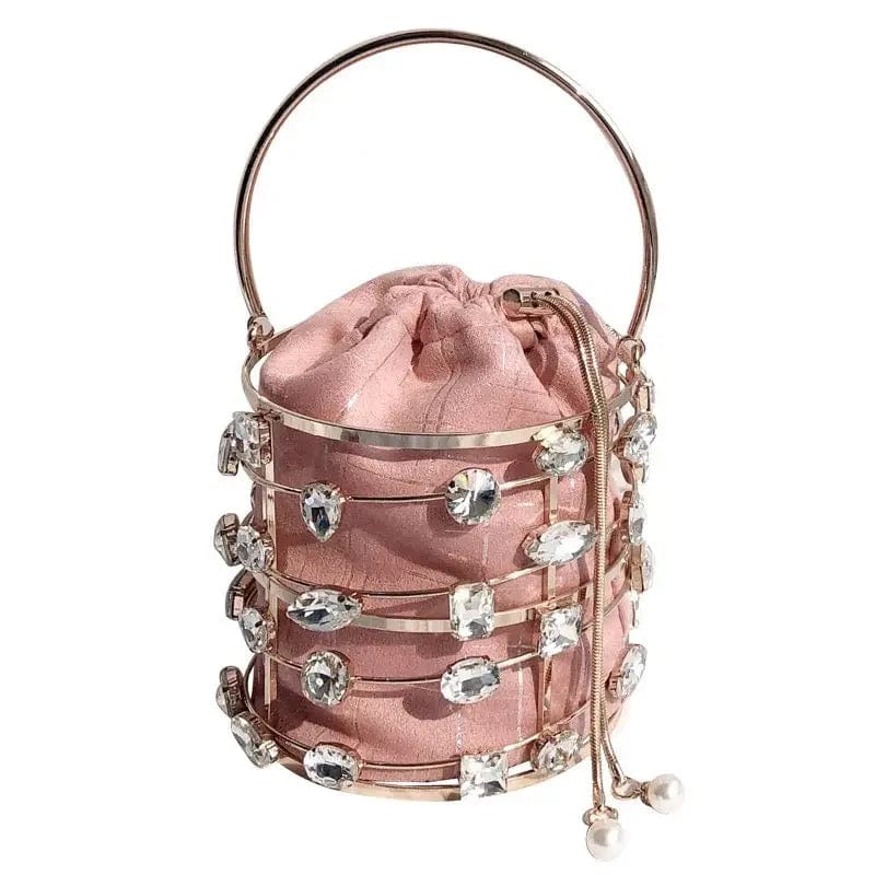 Luxury Designer Rhinestone Women Clutch Bag Decorative Ladies Mini Bucket Handbags Diamond Dinner Purse