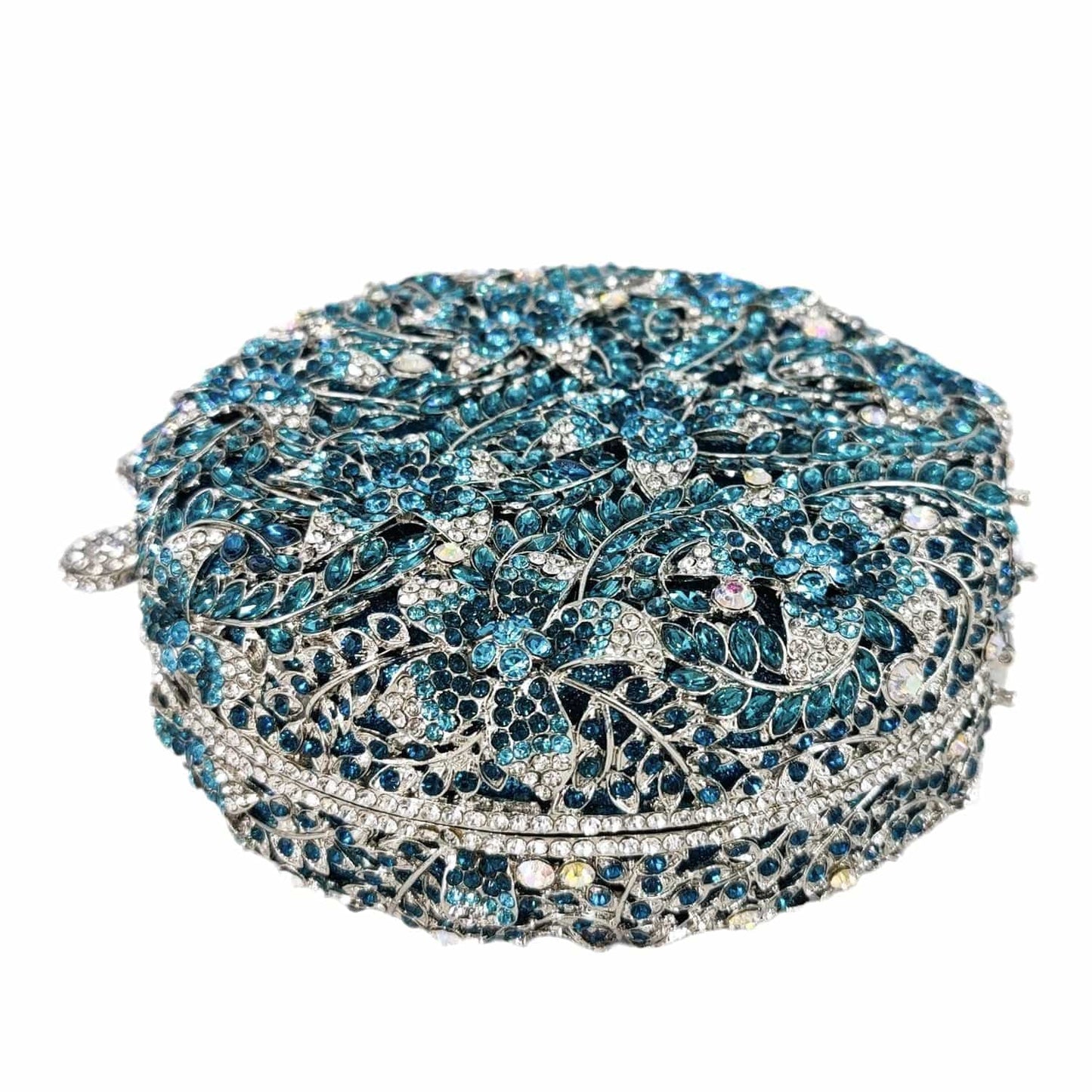 Luxury Fancy Crystal Clutch Bag Evening Flower Crystal Purse Ladies Round Handbag Wedding Rhinestones Bags