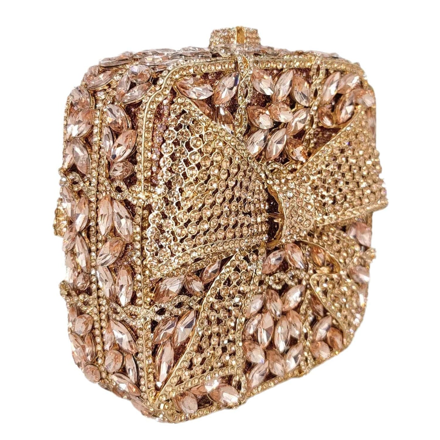 Luxury Female Women Evening Clutch Rhinestone Bag Square Bow Bling Evening Diamond Crystal Small Bridal Bag Clutch