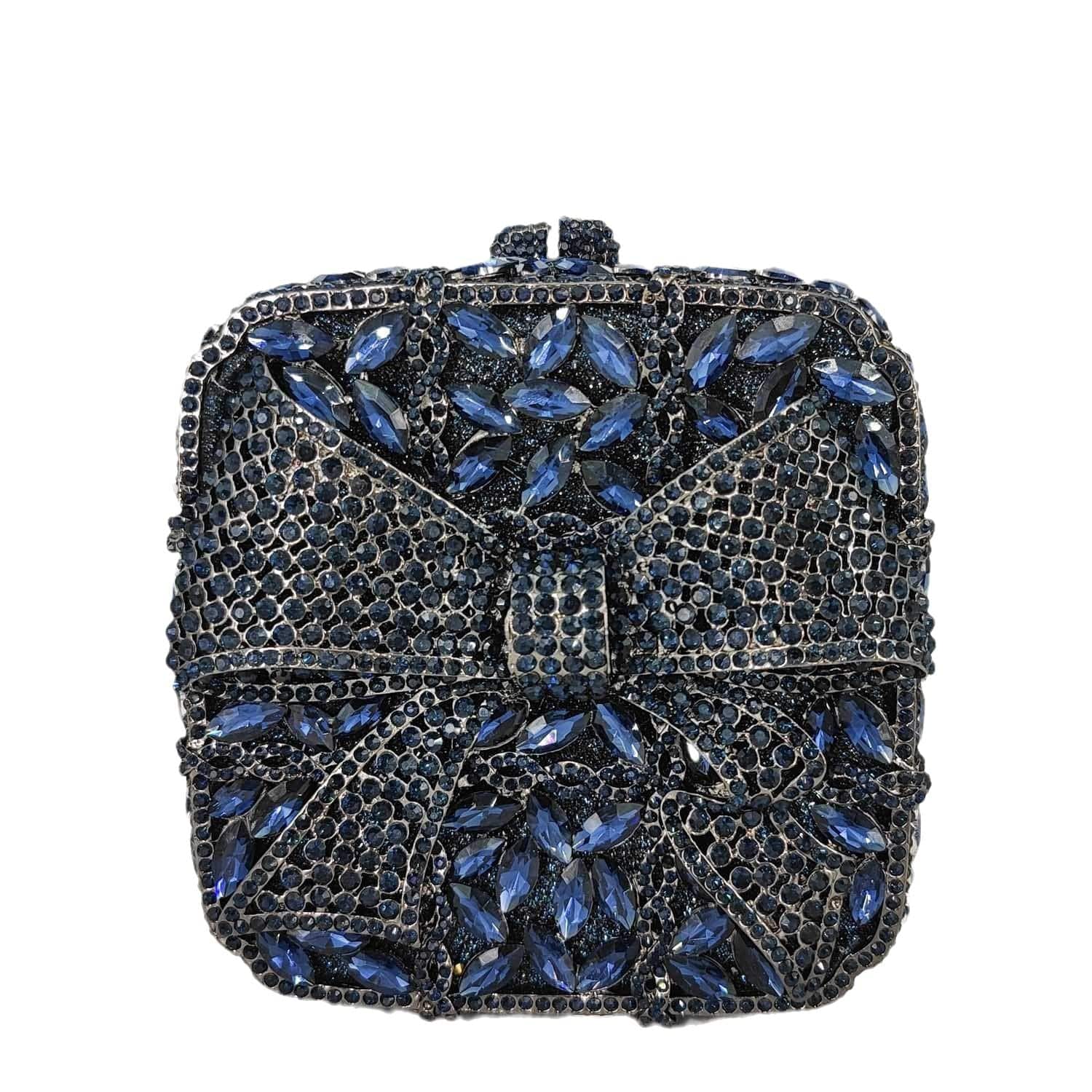 Luxury Female Women Evening Clutch Rhinestone Bag Square Bow Bling Evening Diamond Crystal Small Bridal Bag Clutch