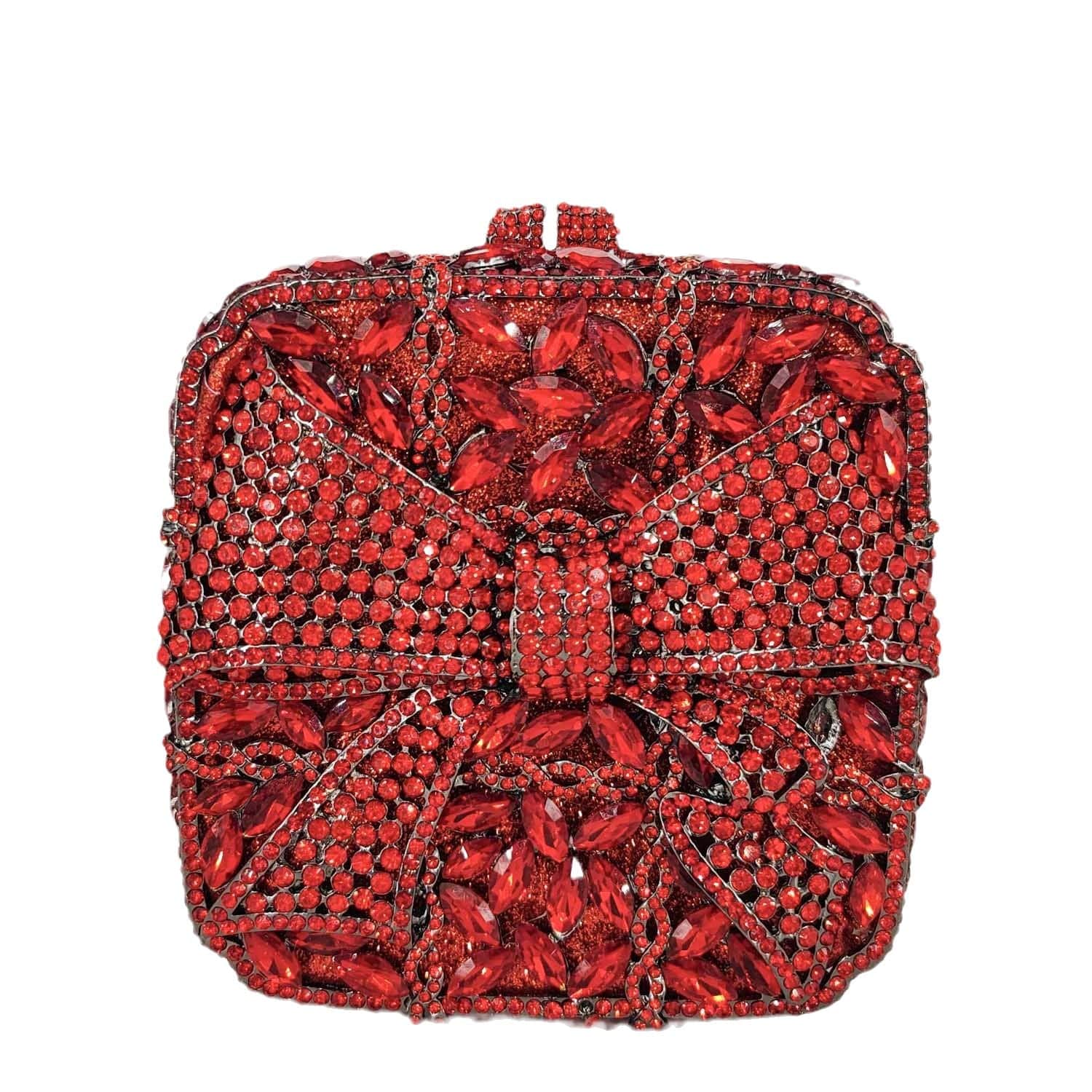 Luxury Female Women Evening Clutch Rhinestone Bag Square Bow Bling Evening Diamond Crystal Small Bridal Bag Clutch