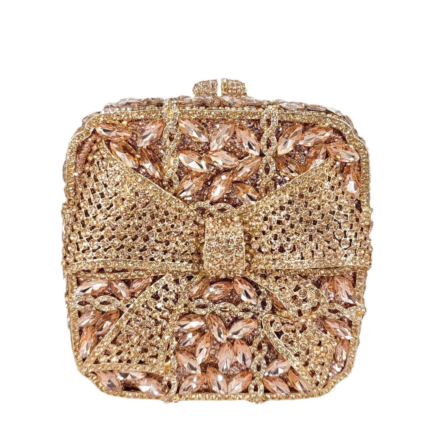 Luxury Female Women Evening Clutch Rhinestone Bag Square Bow Bling Evening Diamond Crystal Small Bridal Bag Clutch