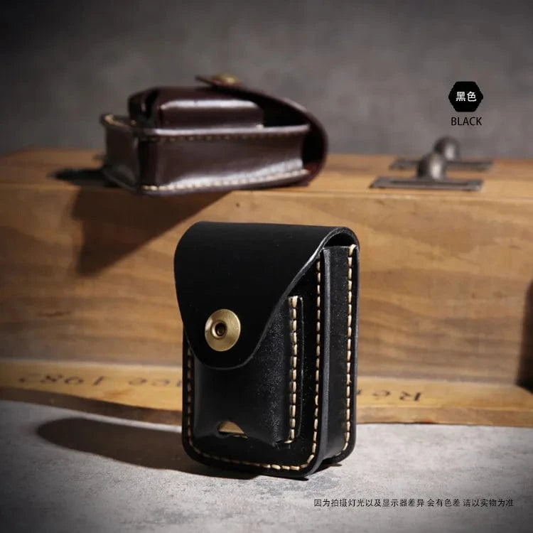 Luxury Genuine Leather Cigarette Case With Lighter For Men