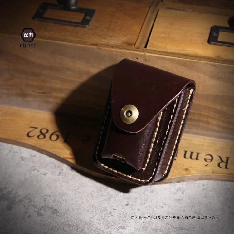 Luxury Genuine Leather Cigarette Case With Lighter For Men