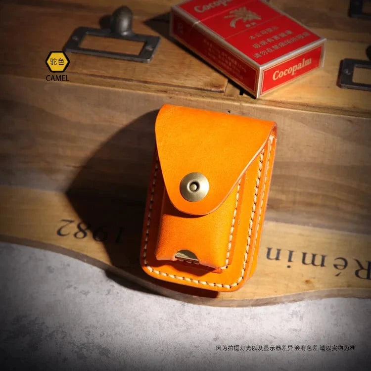 Luxury Genuine Leather Cigarette Case With Lighter For Men