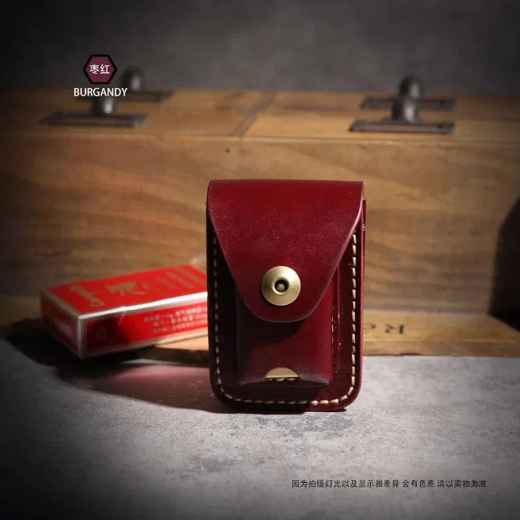 Luxury Genuine Leather Cigarette Case With Lighter For Men