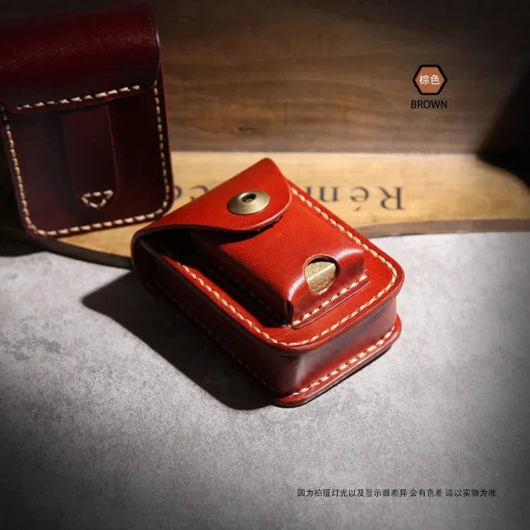 Luxury Genuine Leather Cigarette Case With Lighter For Men