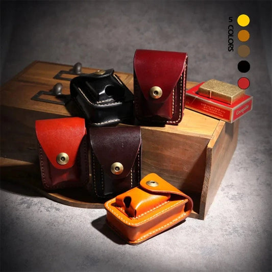 Luxury Genuine Leather Cigarette Case With Lighter For Men