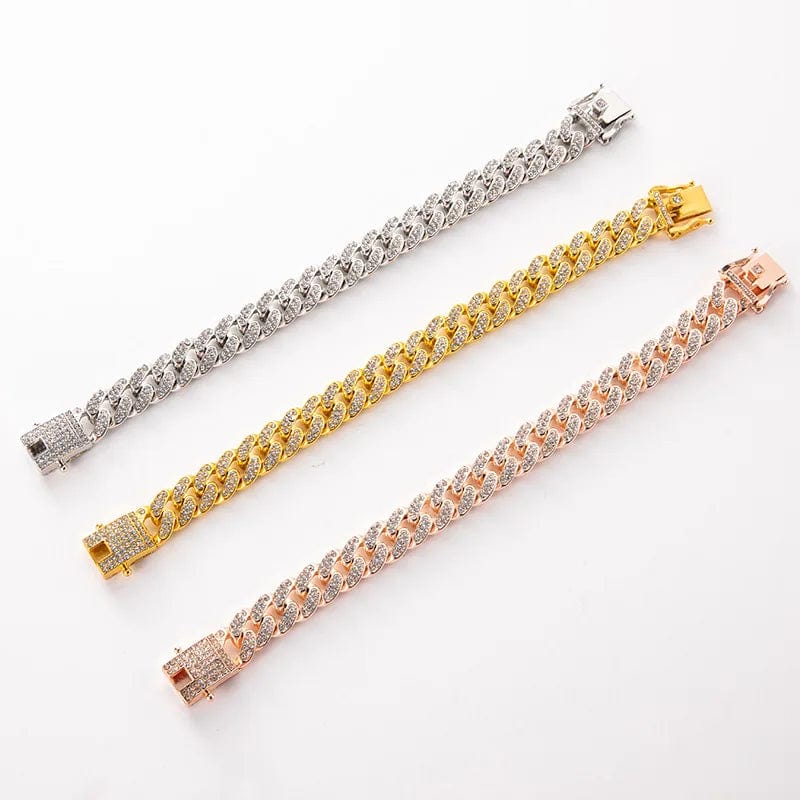 Luxury Iced Out CZ Cubic Zirconia Cuban Chain Ankle Bracelet Bling Hip Hops Miami Rhinestone Crystal Cuban Chain Ankle