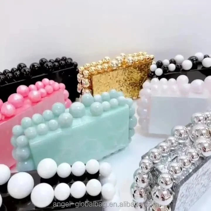 Luxury party wedding designer acrylic women pearl handbag clutch purse evening bag