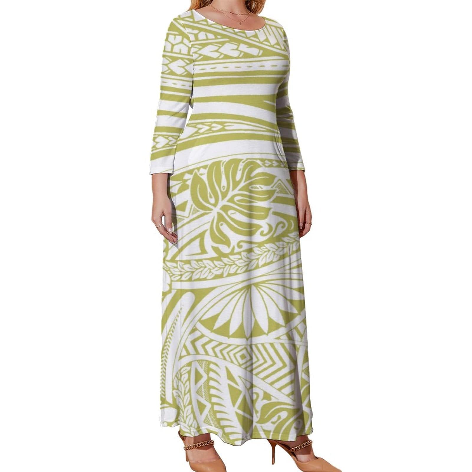 luxury polynesian samoa tatoo design vintage women maxi dress autumn long sleeve cozy elegant pretty prom dresses