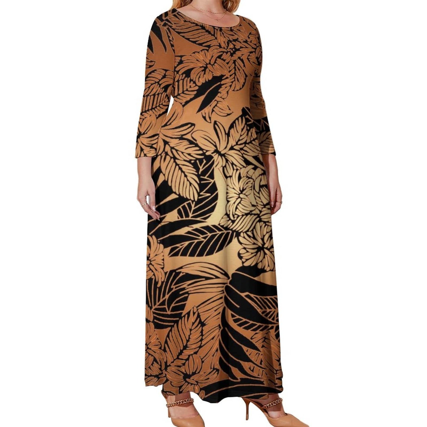 luxury polynesian samoa tatoo design vintage women maxi dress autumn long sleeve cozy elegant pretty prom dresses