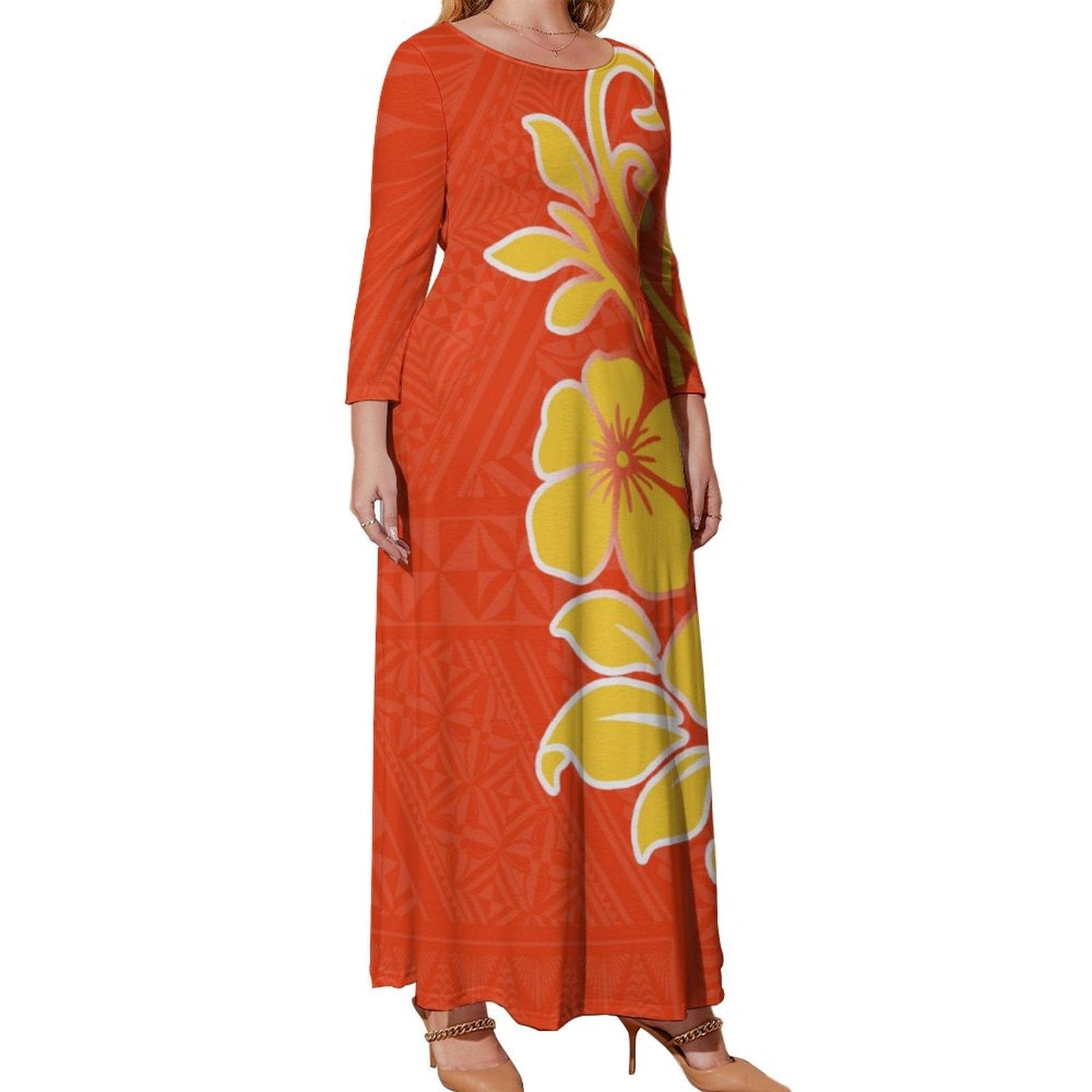 luxury polynesian samoa tatoo design vintage women maxi dress autumn long sleeve cozy elegant pretty prom dresses