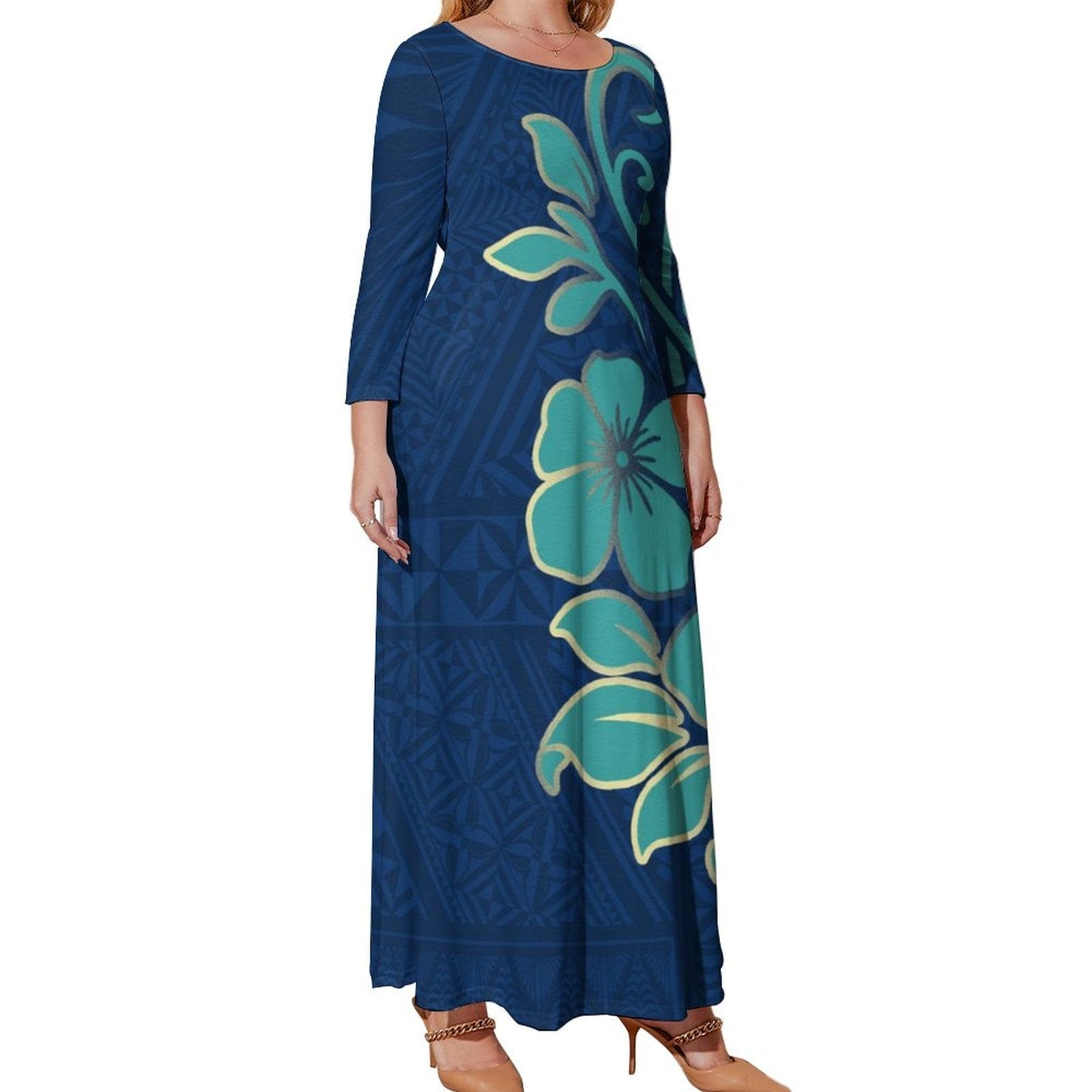 luxury polynesian samoa tatoo design vintage women maxi dress autumn long sleeve cozy elegant pretty prom dresses