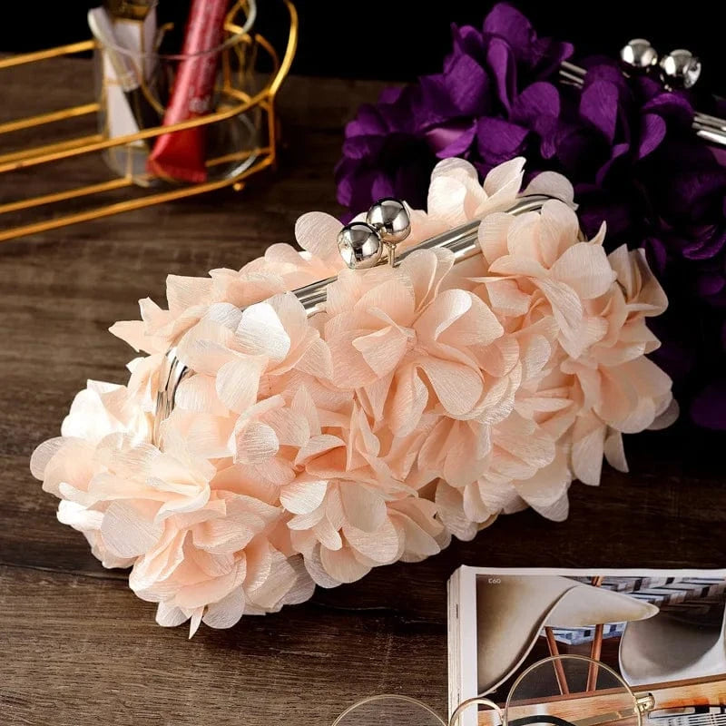 Luxury Satin Floral Bride Party Evening Clutch Bag Women Wedding Purses and Handbags Small Shoulder Chain Bag Designer Bag