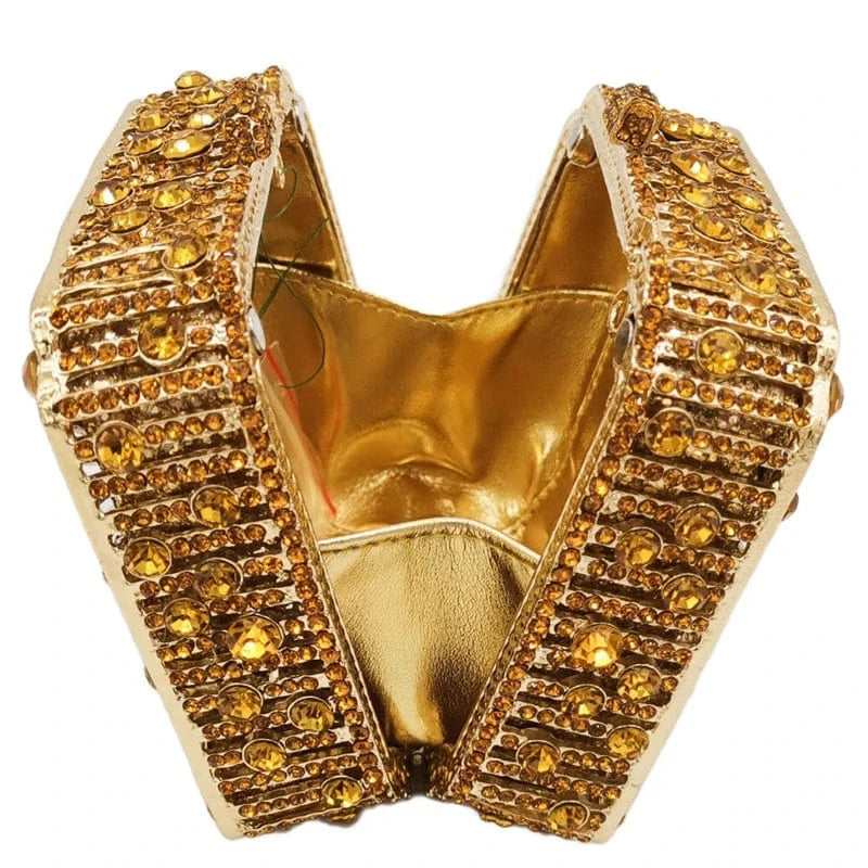 Luxury sparkle square shape rhinestone bridal clutch evening bag handbag green crystal diamond purse for women