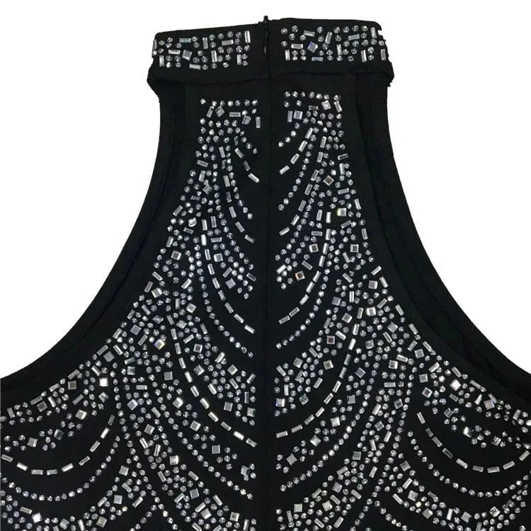 Luxury Sparkly Diamond Tassel Bodycon Evening Mini Dress for Women Nightclub Rhinestone Birthday Party Dress