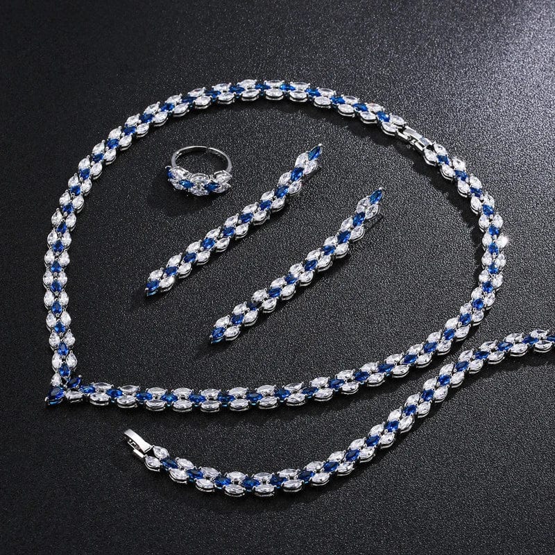Luxury Wedding Bridal Silver Color Zirconia Stone High Quality jewelry sets for Bride