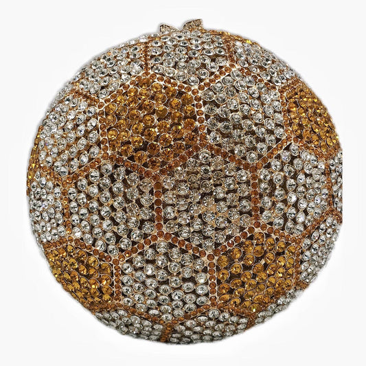 Luxury Woman's Mini Ball Clutch Crystal Handbag Soccer Ball Clutch Shoulder Bag Ladies Rhinestone Football Evening Bag