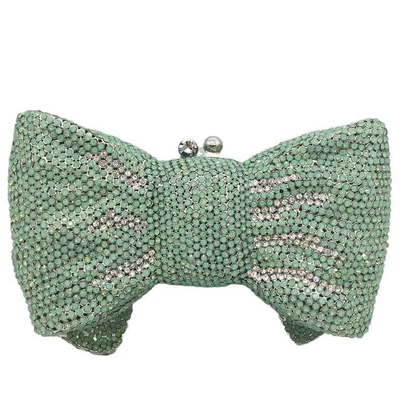 Luxury Women Bow Clutch Crystal Evening Bags Hard Case Metal Minaudiere Rhinestone Handbags Wedding Party Purse