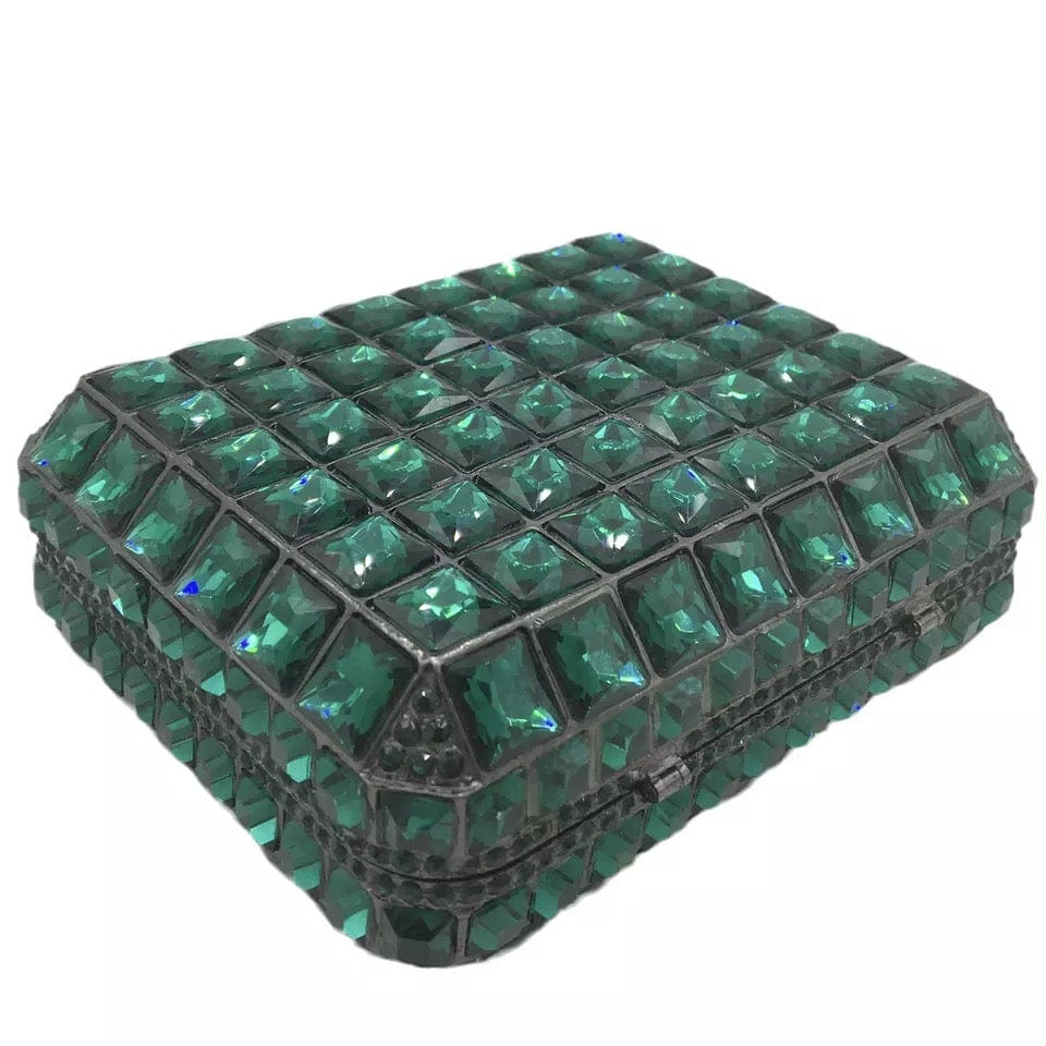Luxury Women Plaid Green Crystal Clutch Bags MINI Minaudiere Rhinestone Purses Wedding Evening Bag Party Diamond Dinner Handbags