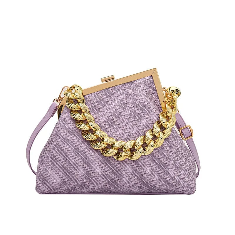 Luxury Women Twist Pattern Frame Shoulder Bag Gold Thick Chain Messenger Bags Totes PU Leather Handbags Lady Evening Clutch