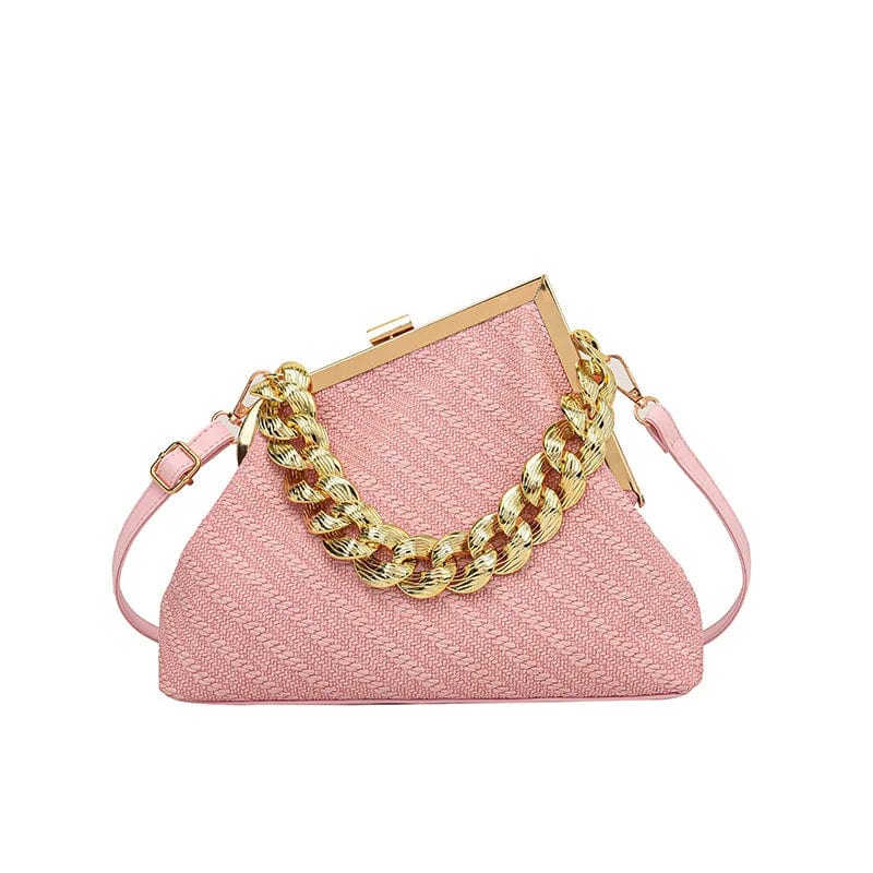 Luxury Women Twist Pattern Frame Shoulder Bag Gold Thick Chain Messenger Bags Totes PU Leather Handbags Lady Evening Clutch