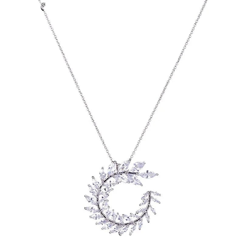 Luxury Zircon Jewelry Wreath Necklace Tassel Drop Earrings Women Minimalist Wedding Engagement Bride Jewelry Set
