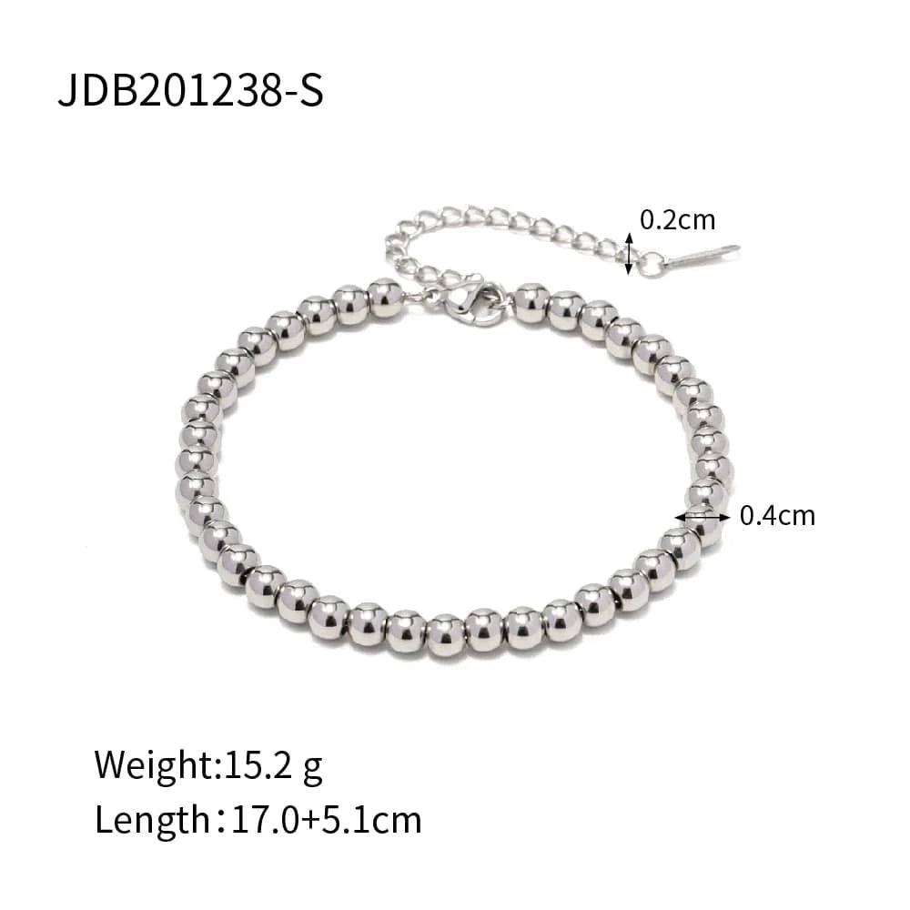 LW100980 Minimalist INS 18K Gold Plated And Silver Plated Stainless Steel Jewelry Waterproof 5mm Bead Chain Bracelet For Women