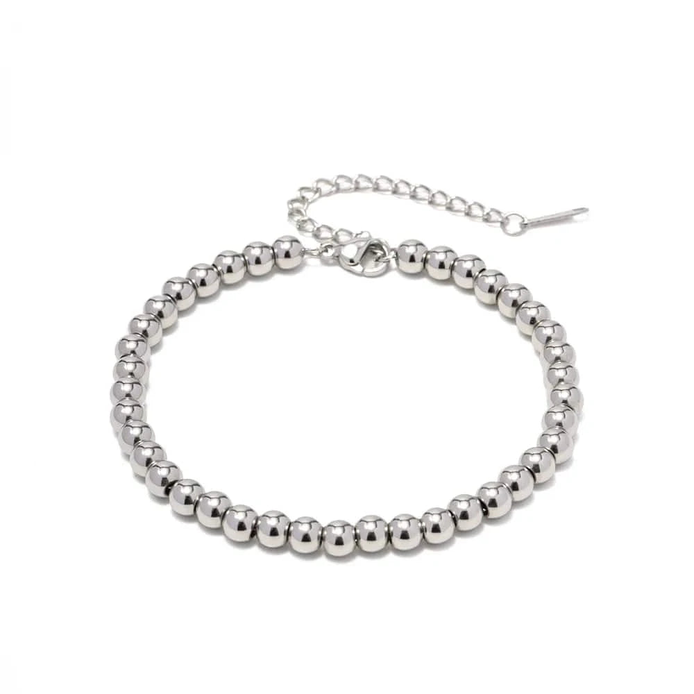 LW100980 Minimalist INS 18K Gold Plated And Silver Plated Stainless Steel Jewelry Waterproof 5mm Bead Chain Bracelet For Women