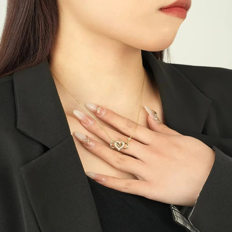 LW10222 Fashion 925 Sterling Silver Necklace Number Eight And Heart Zircon Pendant Gold Plated Necklaces For Women