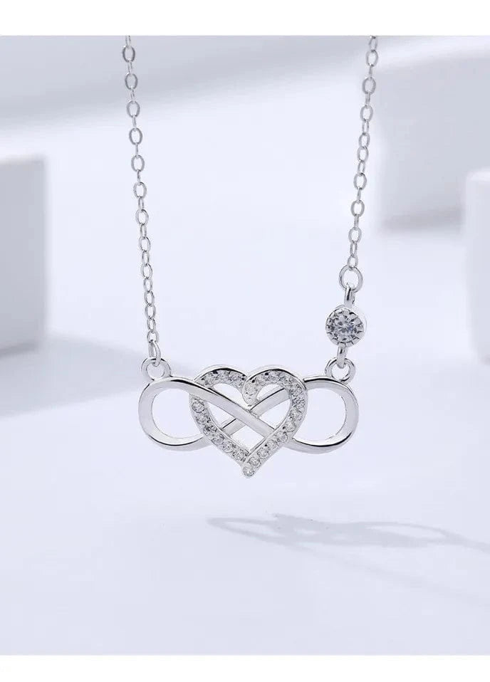LW10222 Fashion 925 Sterling Silver Necklace Number Eight And Heart Zircon Pendant Gold Plated Necklaces For Women