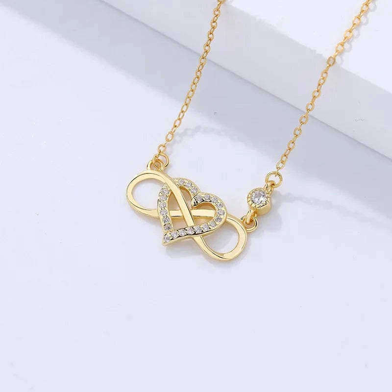 LW10222 Fashion 925 Sterling Silver Necklace Number Eight And Heart Zircon Pendant Gold Plated Necklaces For Women