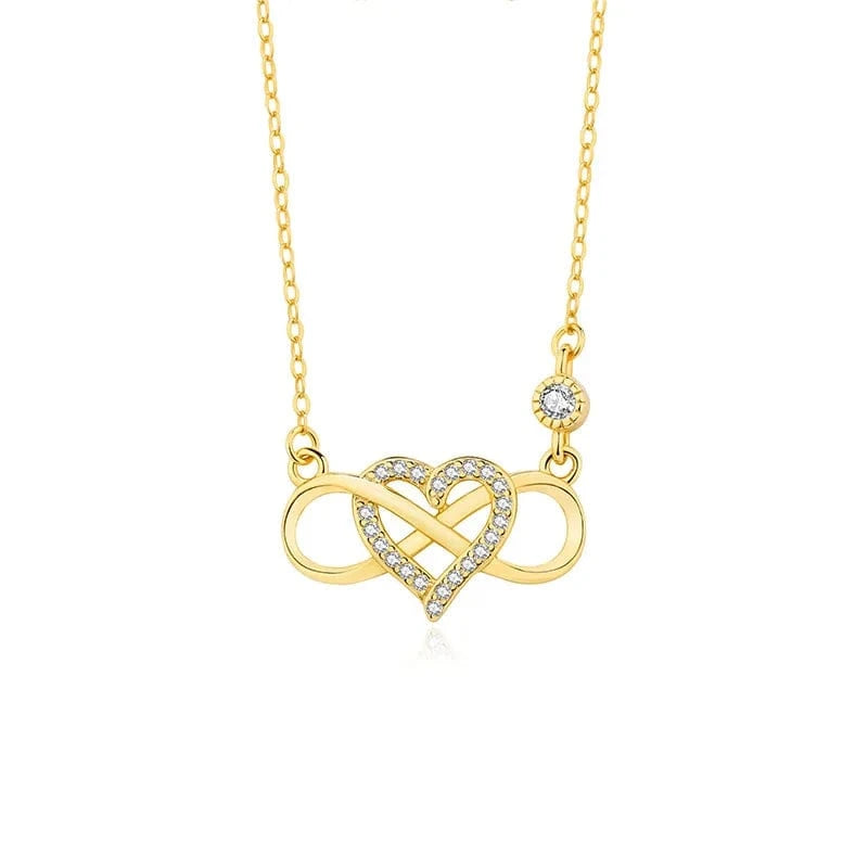 LW10222 Fashion 925 Sterling Silver Necklace Number Eight And Heart Zircon Pendant Gold Plated Necklaces For Women