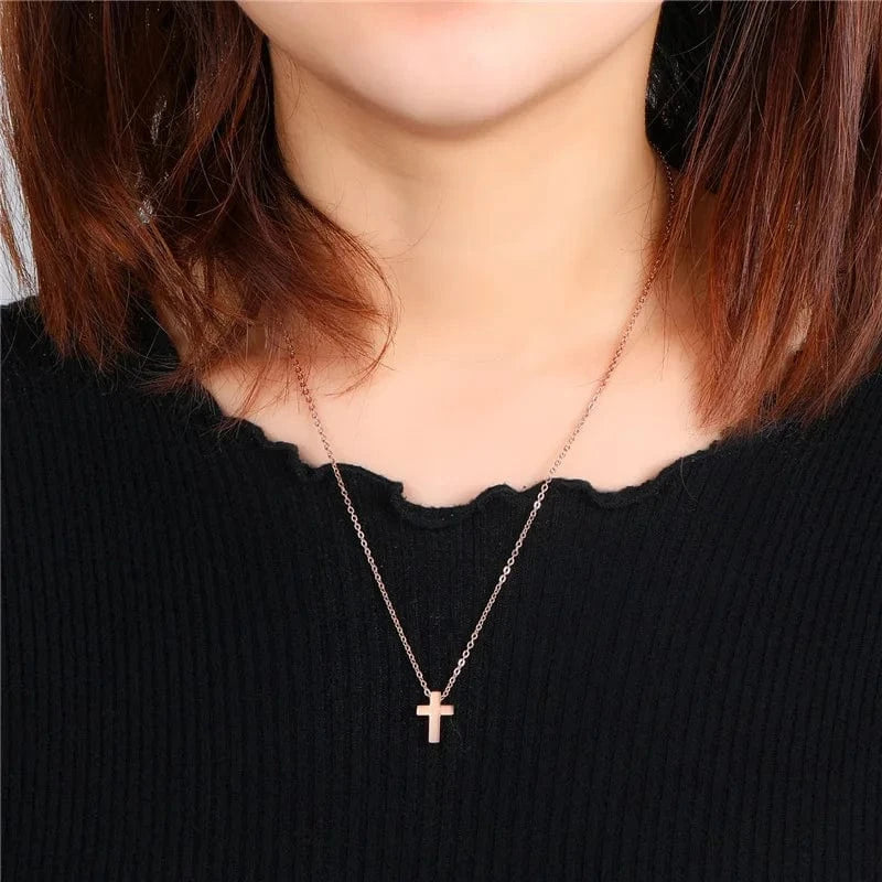 LWD60271 Stainless Steel Christian Custom Bible Verse Cross Pendant Prayer Charm Necklace Faith Religious Jewelry for Women