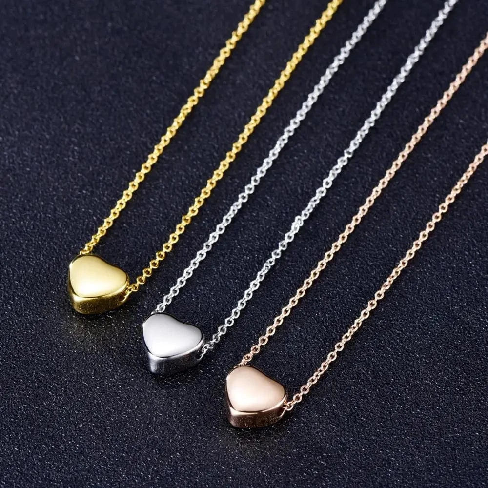 LWD60275 Stainless Steel Heart Pendant Silver 18K Rose Gold Plated Birthday Gift for Girlfriend Mother Friendship Necklace