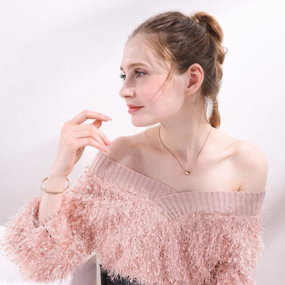 LWD60275 Stainless Steel Heart Pendant Silver 18K Rose Gold Plated Birthday Gift for Girlfriend Mother Friendship Necklace