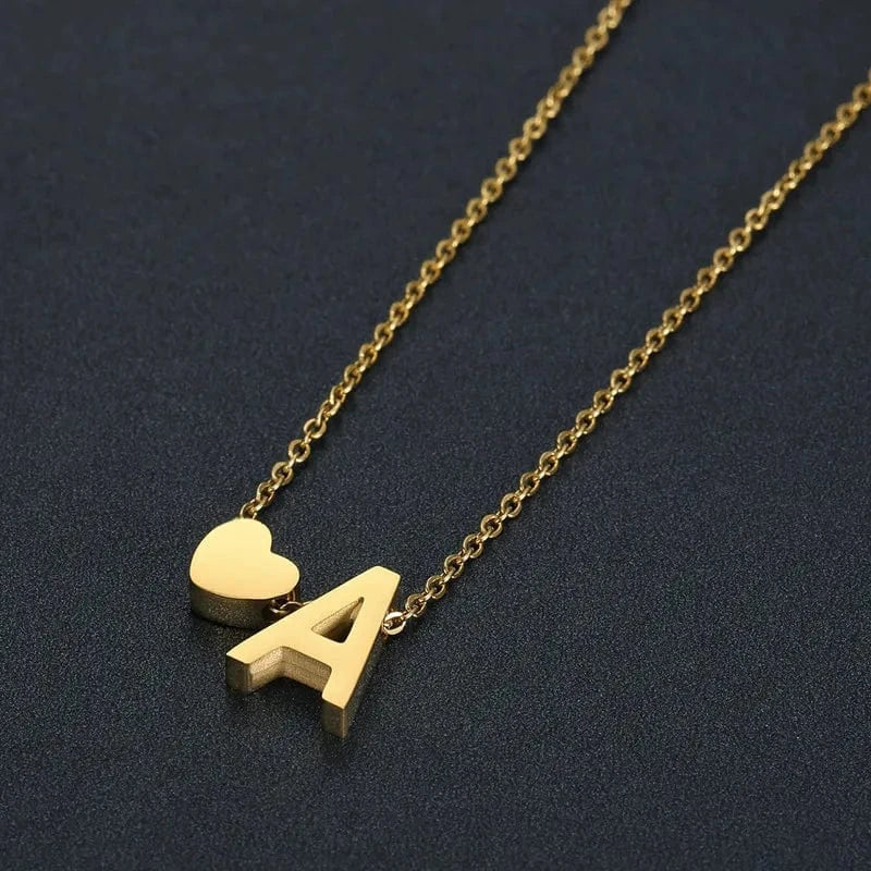 LWD60276 Stainless 18K Gold Plated Heart Initial Pendant Necklace Custom Name Friendship Birthday Gift Personalized Necklaces