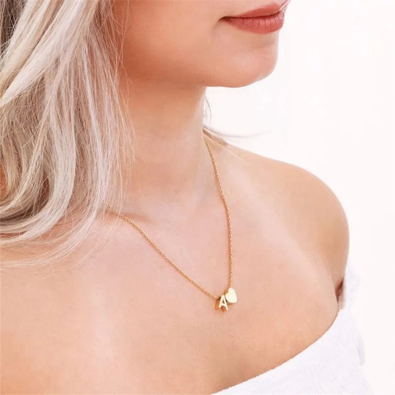 LWD60277 Stainless Steel Silver Heart Initial Pendant Necklace Custom Name Friendship Birthday Gift Personalized Necklaces