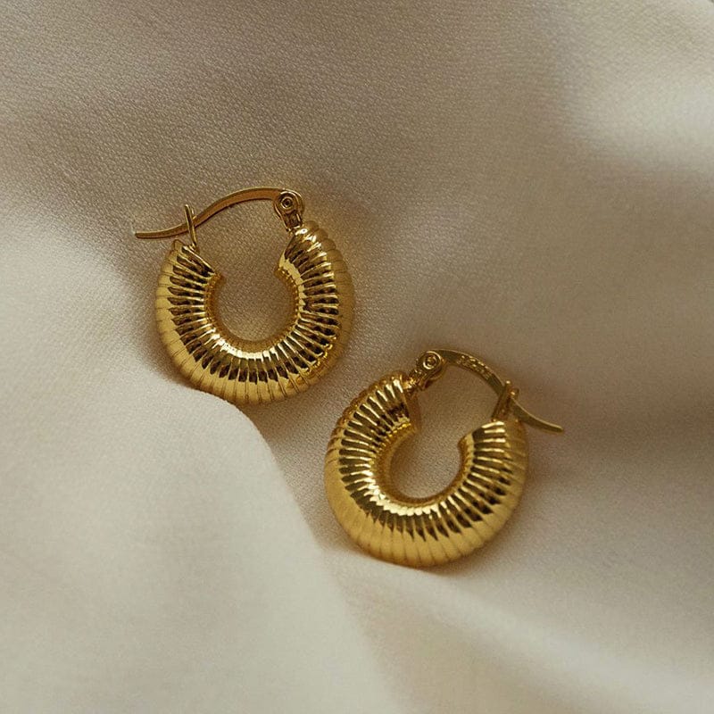 LWI60014 Boucle D'oreille Vintage Style 18k Gold Screw Twisted Earring Stainless Steel Smooth Chunky Hoop Earrings