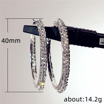 LWI60073 Anillos De Parejas Shiny 40mm 2 Rows Cz Clip On Hoop 18k Gold Crystal Cubic Zirconia Circle Earrings