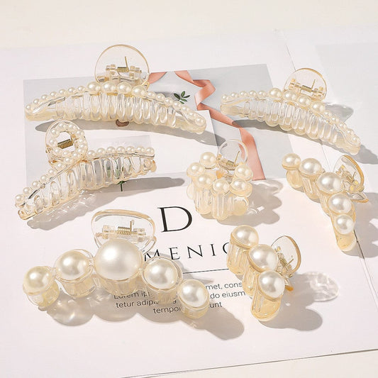 LWI60278 Montantes Pendientes Simple Elegant Jewelry Hair Clips Clear Transparent Acrylic Pearl Claw Clamps For Girls Ladies