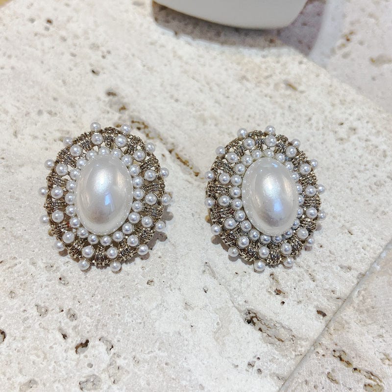 LWI60325 Edelstahlring Valentines Day Vintage Gold Silver Beads Stud Earrings Oval Round Pearl Earring For Wedding